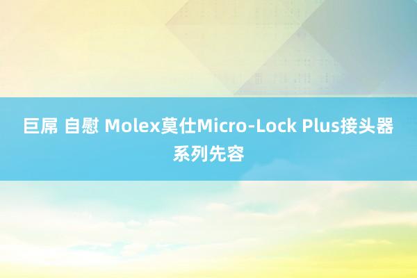 巨屌 自慰 Molex莫仕Micro-Lock Plus接头