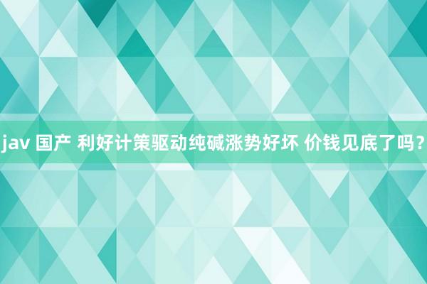 jav 国产 利好计策驱动纯碱涨势好坏 价钱见底了吗？